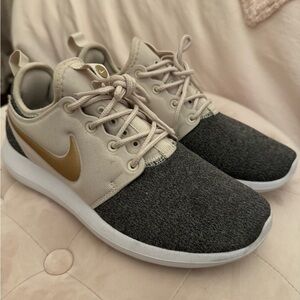 Nike grey/beige/gold women’s sneaker, size 7